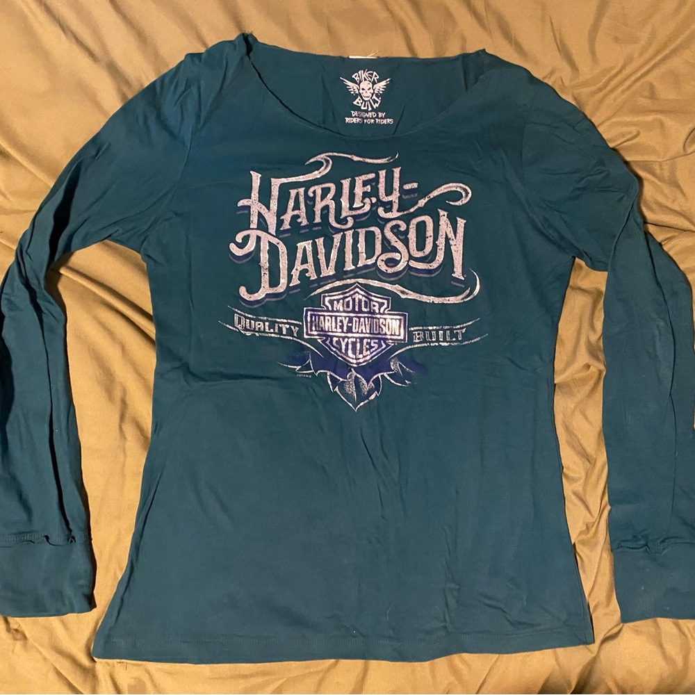 Harley-Davidson Women's Teal Graphic Long Sleeve Tee